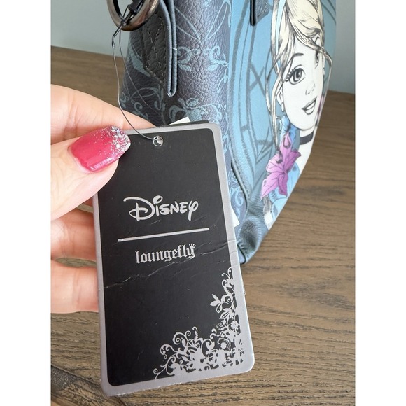 Disney Loungefly Cinderella Satchel Handbag Floral Clock Blue Vegan Leather NWT - Picture 3 of 14